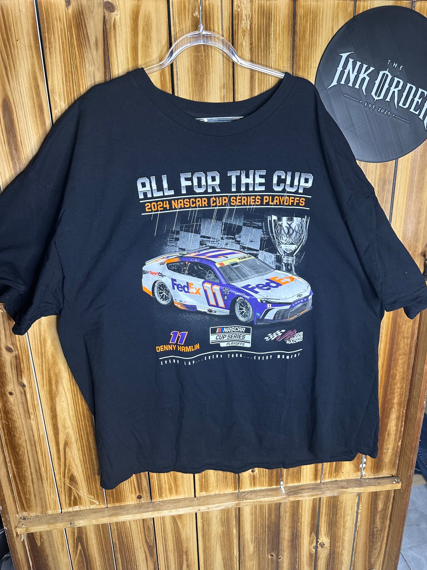 NASCAR - Denny Hamlin 2024 All for the Cup Playoff T shirt.