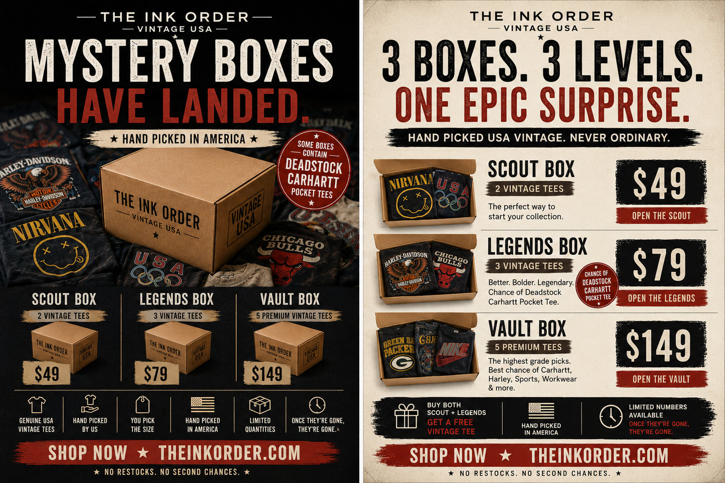 Vintage Mystery Box - The Legend Box - 3 shirts.