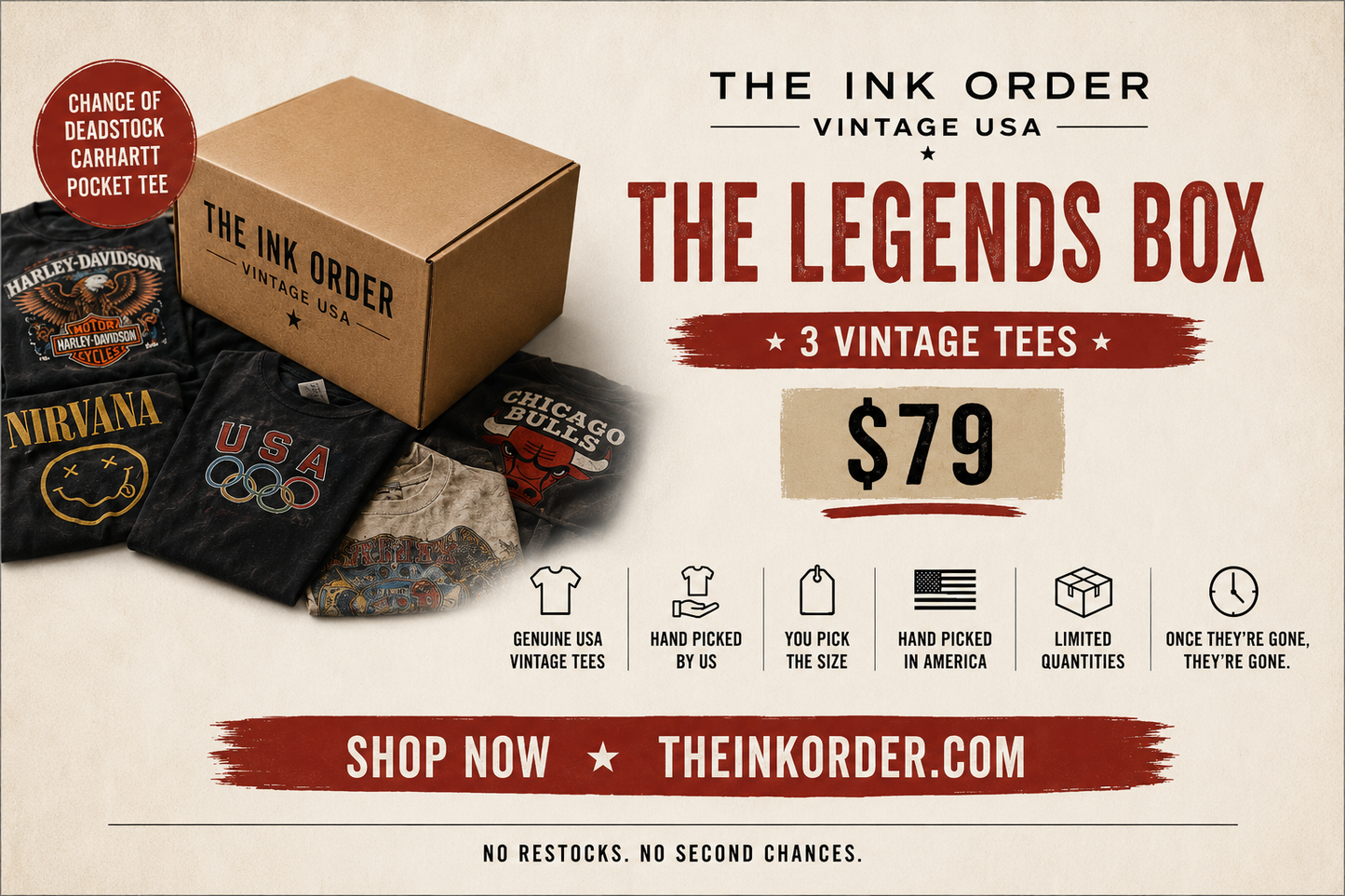 Vintage Mystery Box - The Legend Box - 3 shirts.