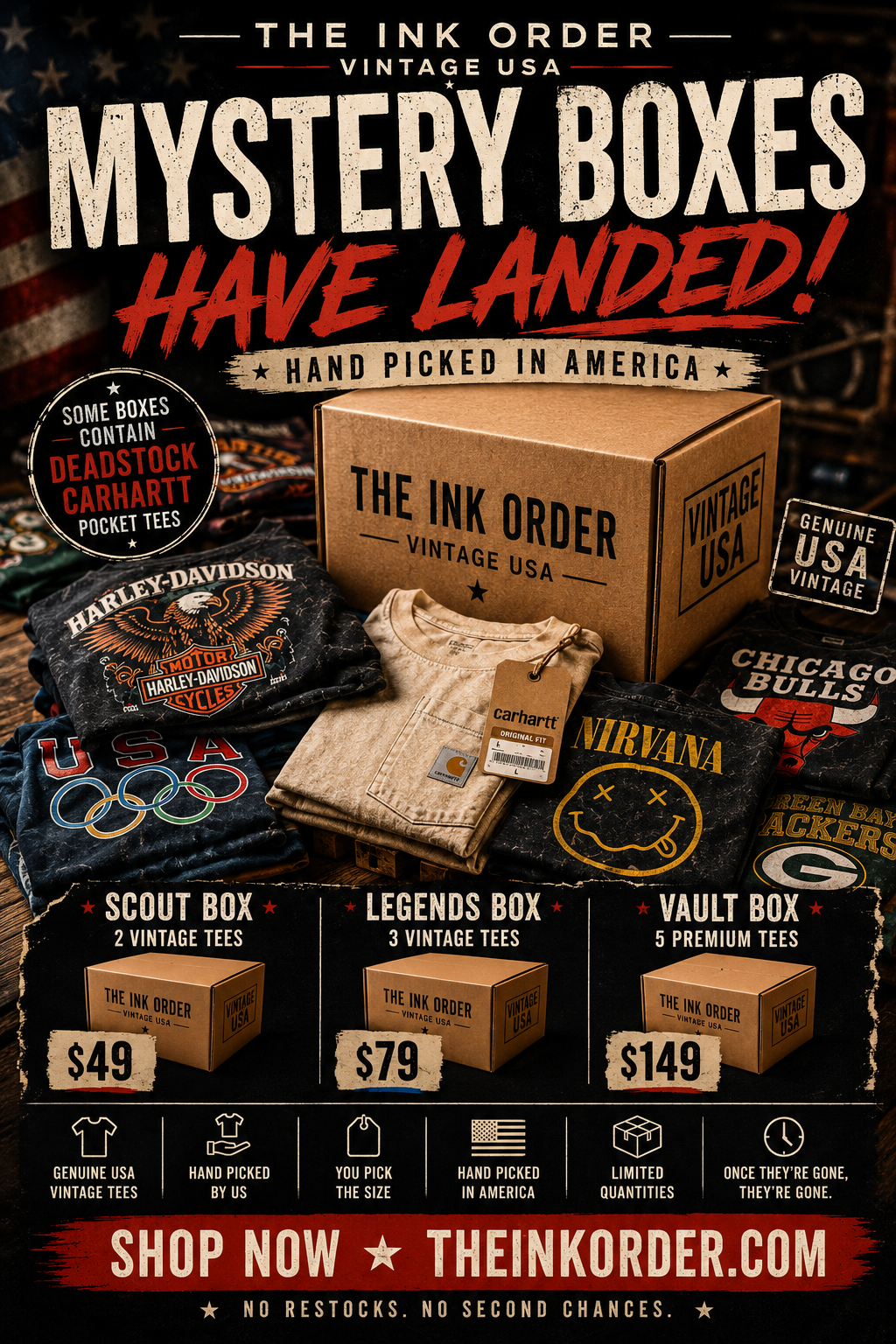 Vintage Mystery Box - The Vault Box - The Beast - 5 shirts