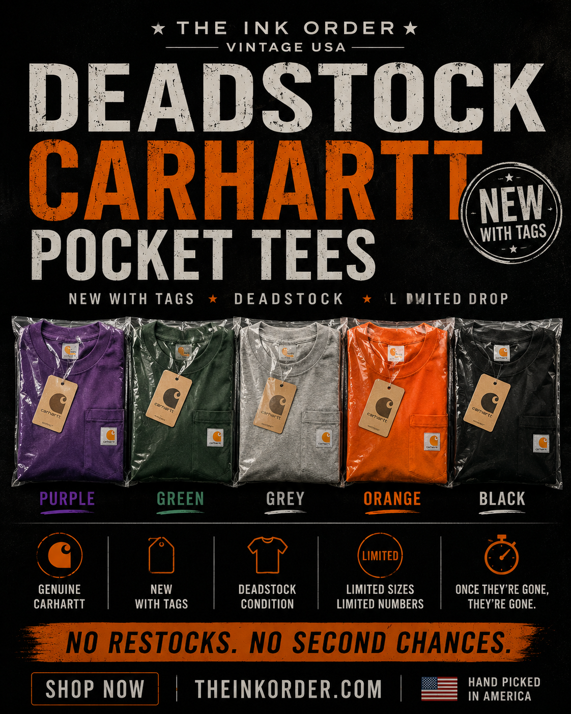 Carhartt Pocket Tee - new in bags with tags - Vintage Deadstock