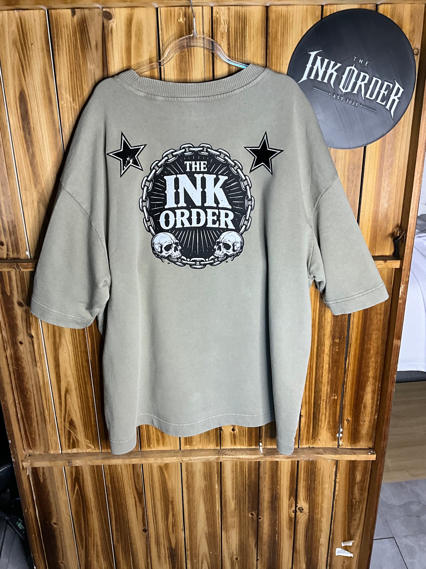 The ink Order - Custom Printed Rework T Shirt. 3 Headed Dog.
