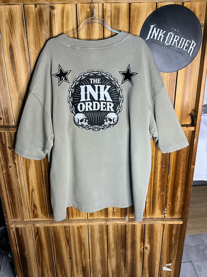 The ink Order - Custom Printed Rework T Shirt. 3 Headed Dog.