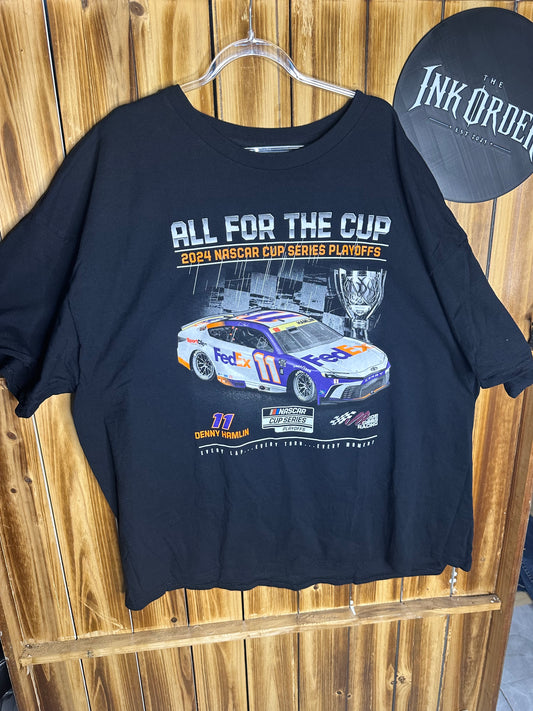 NASCAR - Denny Hamlin 2024 All for the Cup Playoff T shirt.